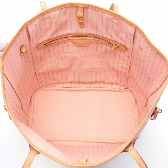 Louis Vuitton Neverfull MM Damier Azur Shoulder Bag White Pink - Picture 2 of 6
